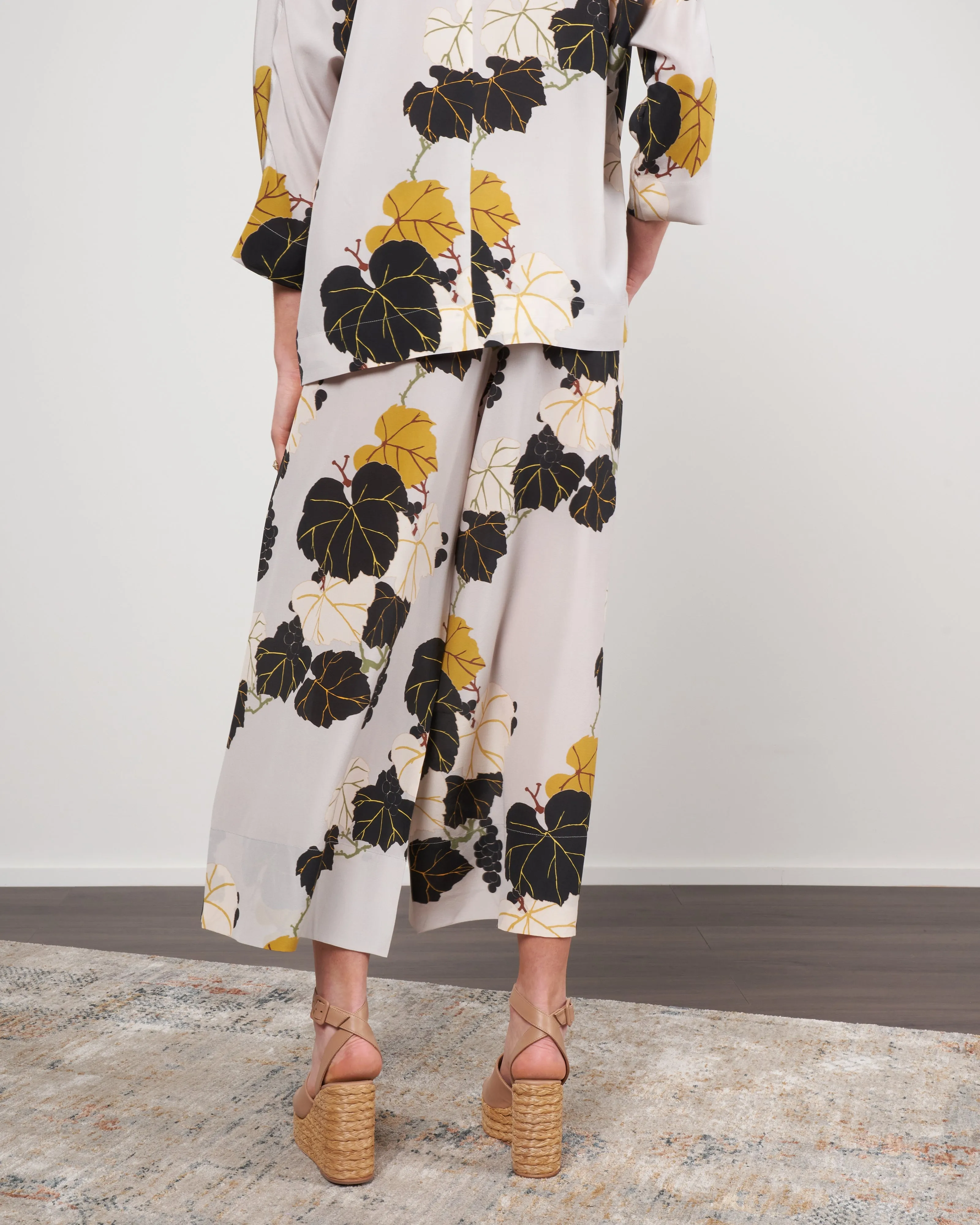 silk print pants - 005 stone