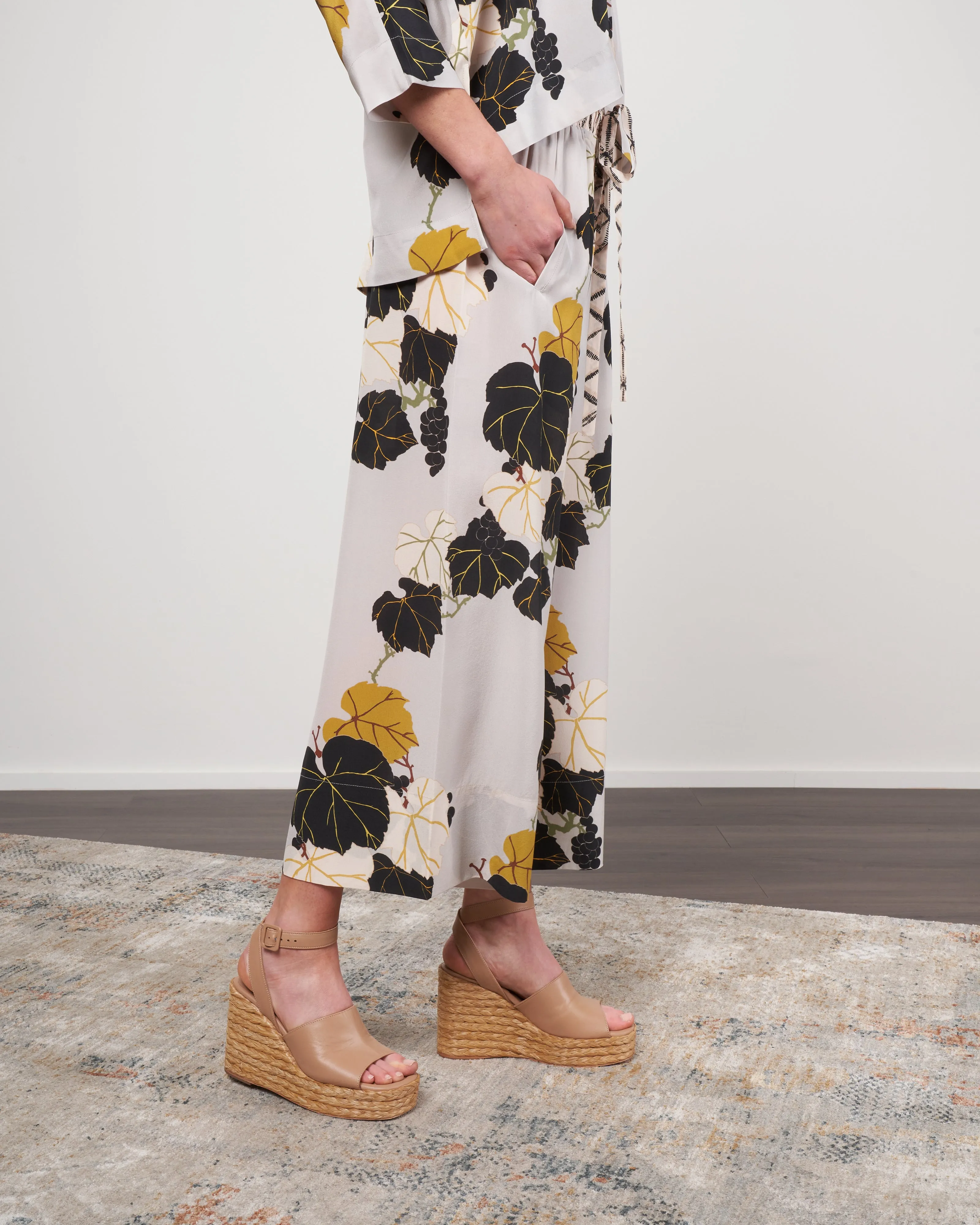 silk print pants - 005 stone
