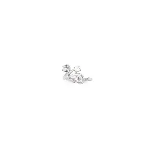 Solid 14kt White Gold Scroll Trio Cubic Zirconia Toe Ring