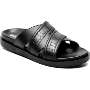 Stacy Adams Mens Black Mixed Media Cushioned Mondo Open Toe Sandal Size 10