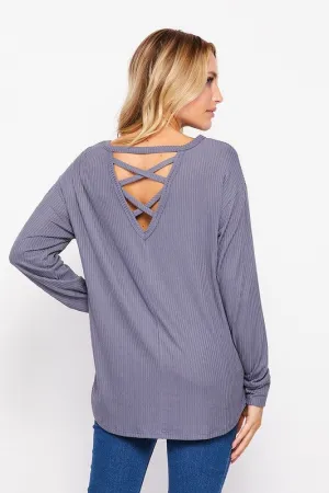 Strappy Back Top: Slate Grey