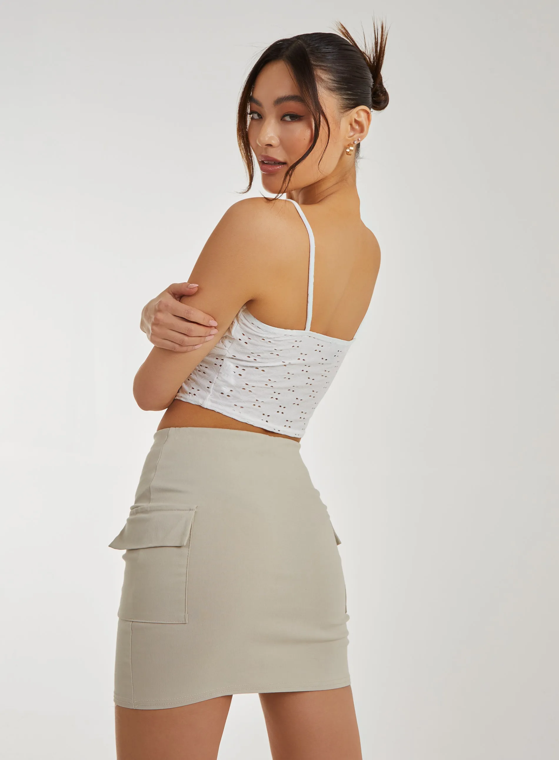 Strappy Broderie Crop Top