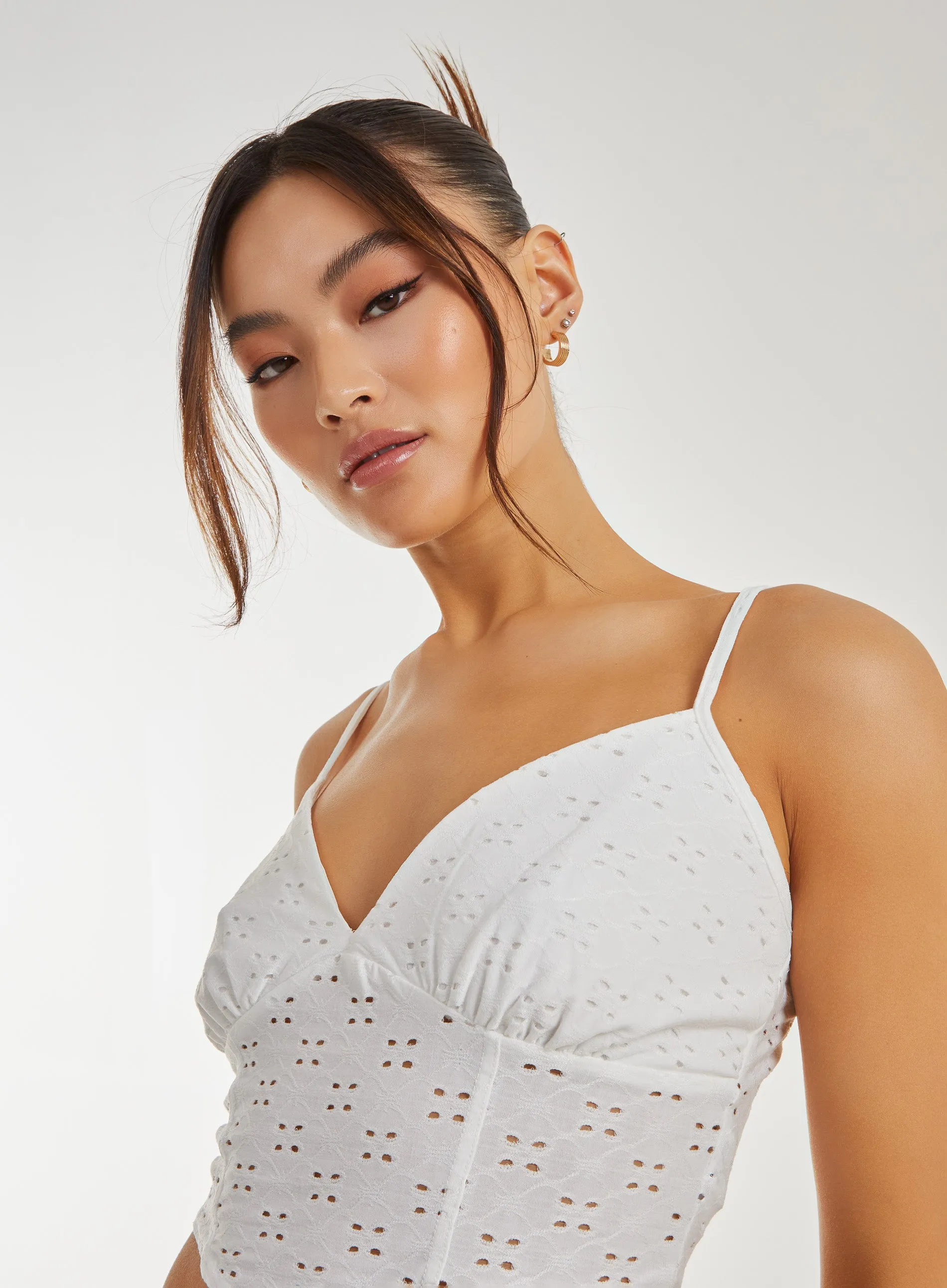 Strappy Broderie Crop Top