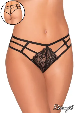 Strappy Cheeky Panty with Lace Black