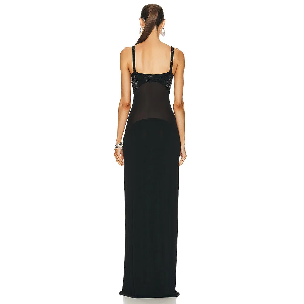 Strappy Sleeveless Gauze Maxi Bodycon Dress BD2468
