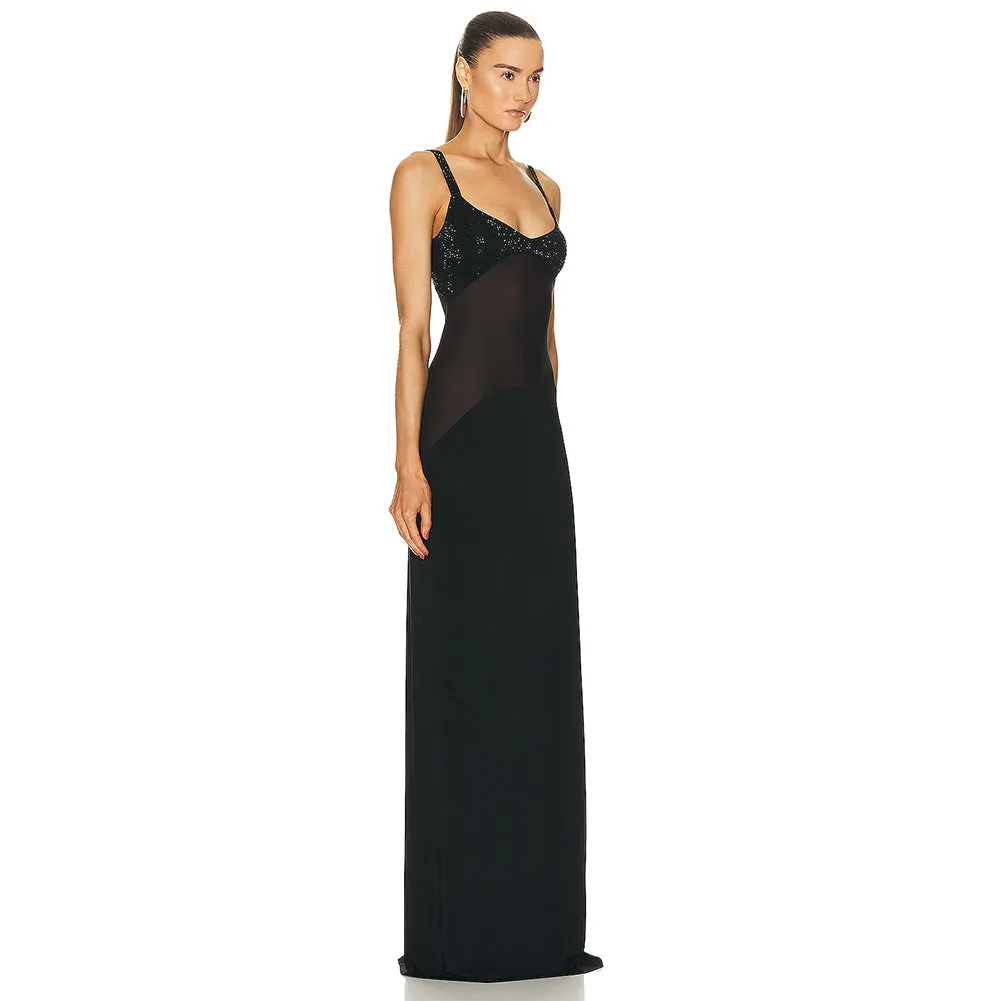 Strappy Sleeveless Gauze Maxi Bodycon Dress BD2468