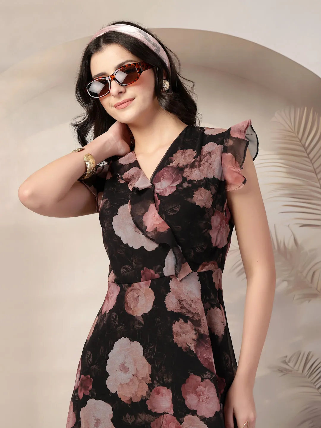 Style Quotient Women Black printed maxi dress