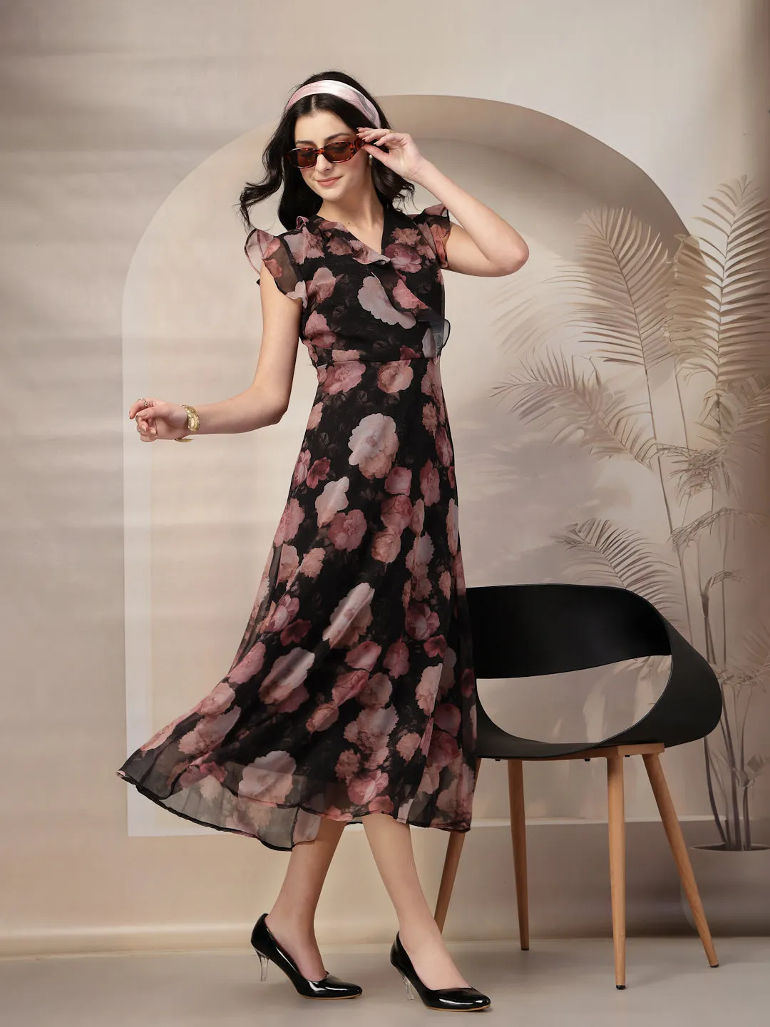 Style Quotient Women Black printed maxi dress