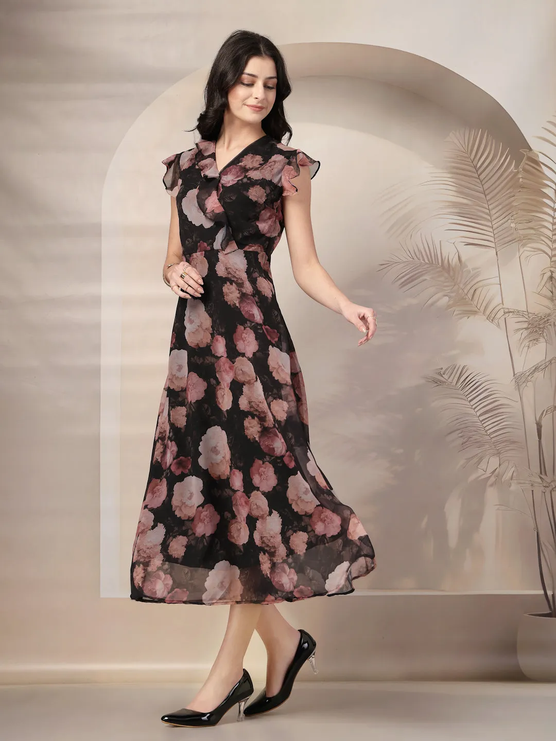 Style Quotient Women Black printed maxi dress