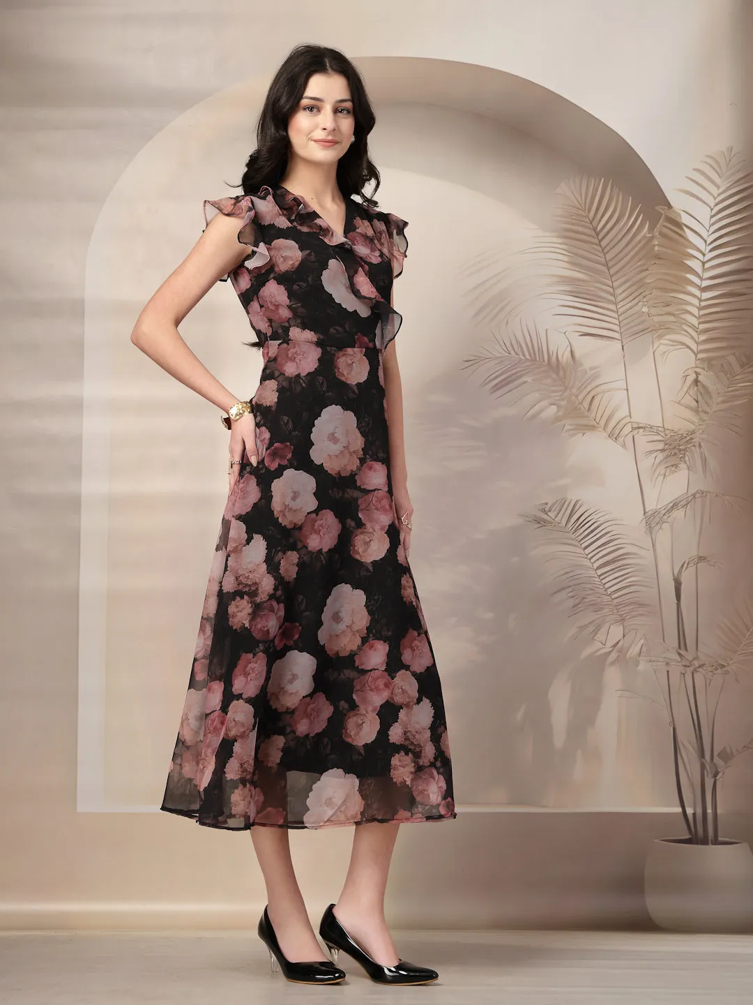 Style Quotient Women Black printed maxi dress