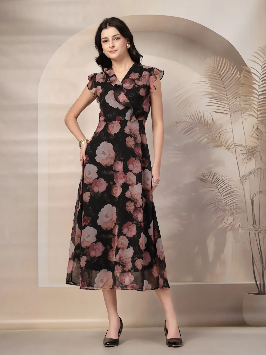 Style Quotient Women Black printed maxi dress
