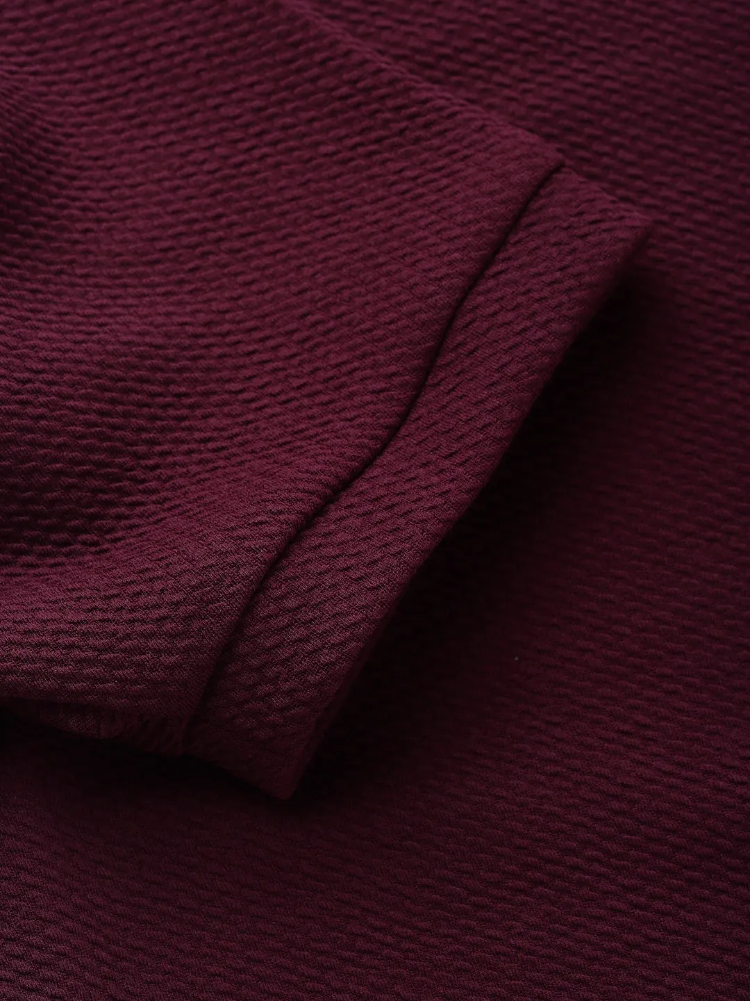 Style Quotient Women Maroon Poly Knit Smart Casual Top