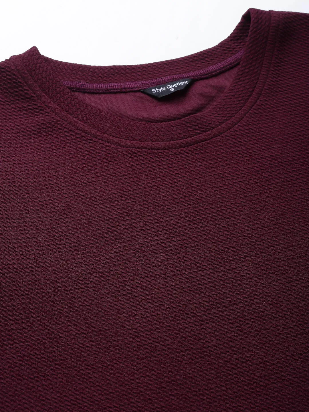 Style Quotient Women Maroon Poly Knit Smart Casual Top