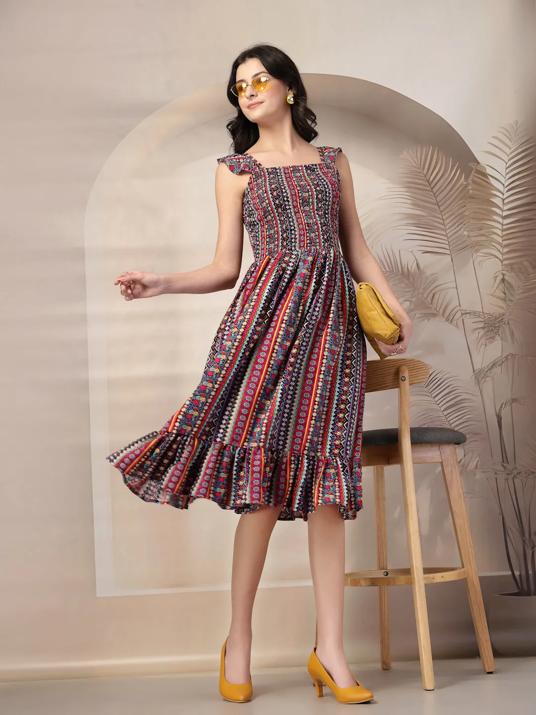 Style Quotient Women Printed Multi Color Sleeveless  Dress
