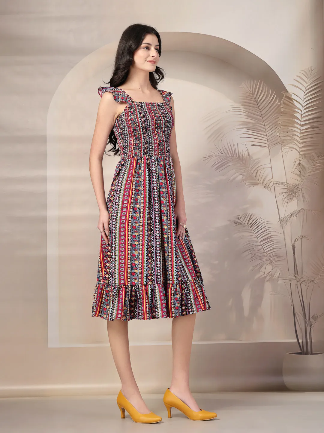 Style Quotient Women Printed Multi Color Sleeveless  Dress
