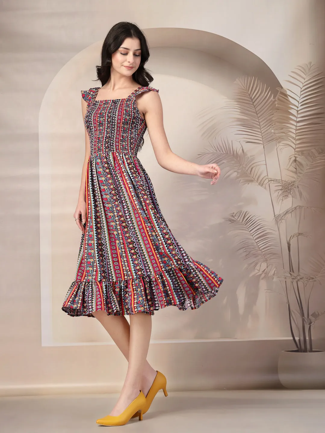 Style Quotient Women Printed Multi Color Sleeveless  Dress