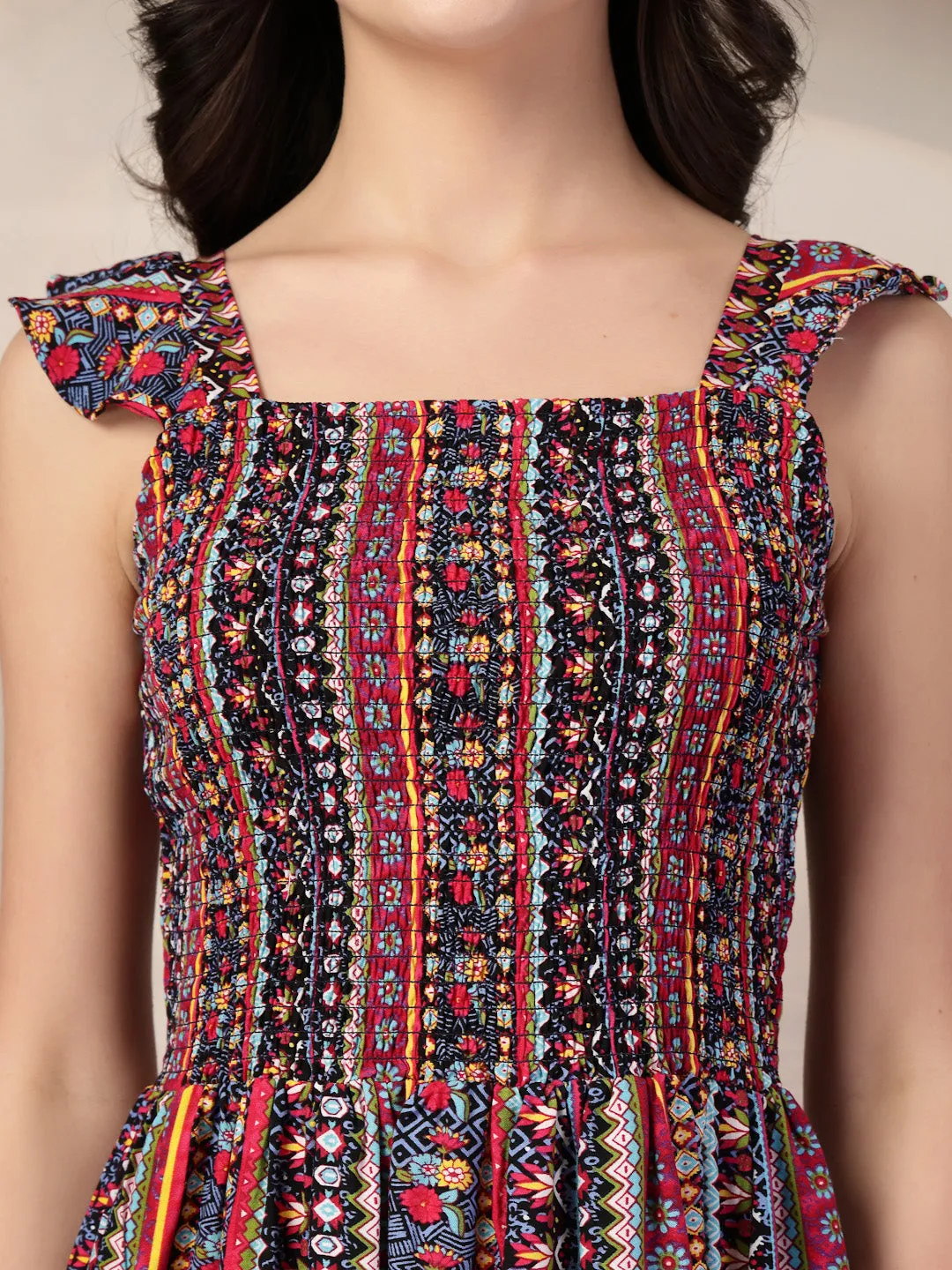 Style Quotient Women Printed Multi Color Sleeveless  Dress