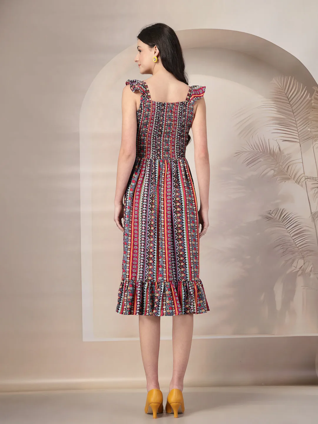 Style Quotient Women Printed Multi Color Sleeveless  Dress