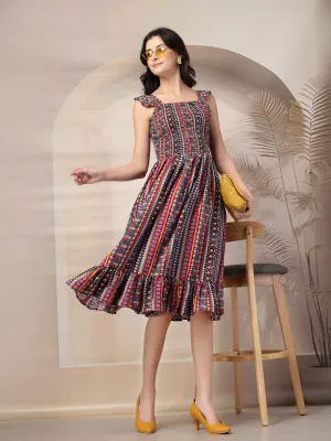 Style Quotient Women Printed Multi Color Sleeveless  Dress