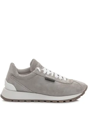 Suede sneakers with shiny details