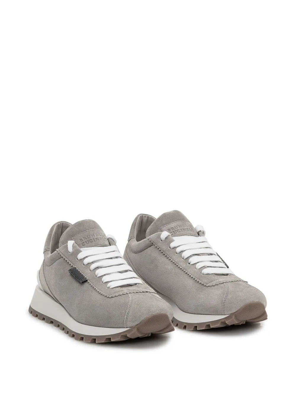 Suede sneakers with shiny details