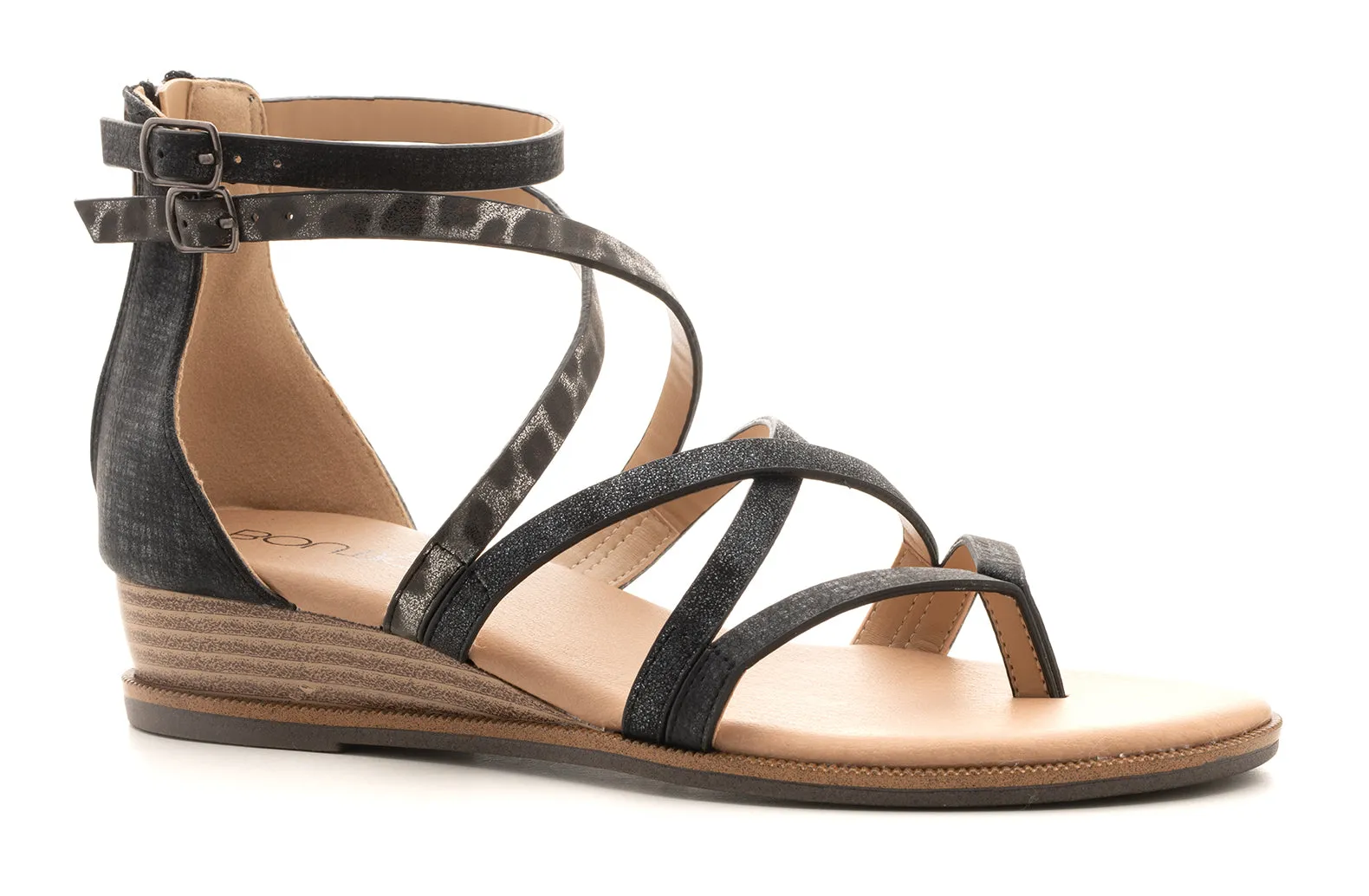 Sweet Tea Black Leopard Strappy Sandal