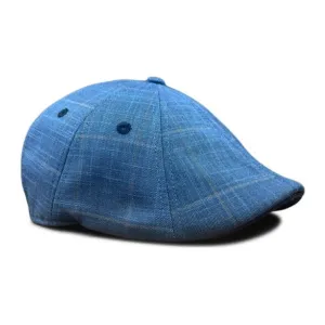 The 8-Panel Plaid Trainer Boston Scally Cap - Blue Plaid