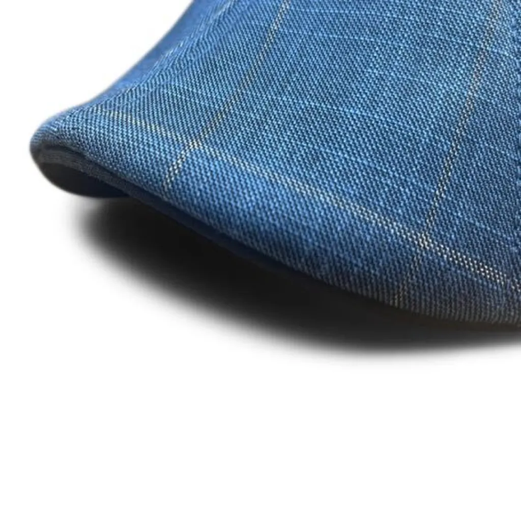 The 8-Panel Plaid Trainer Boston Scally Cap - Blue Plaid