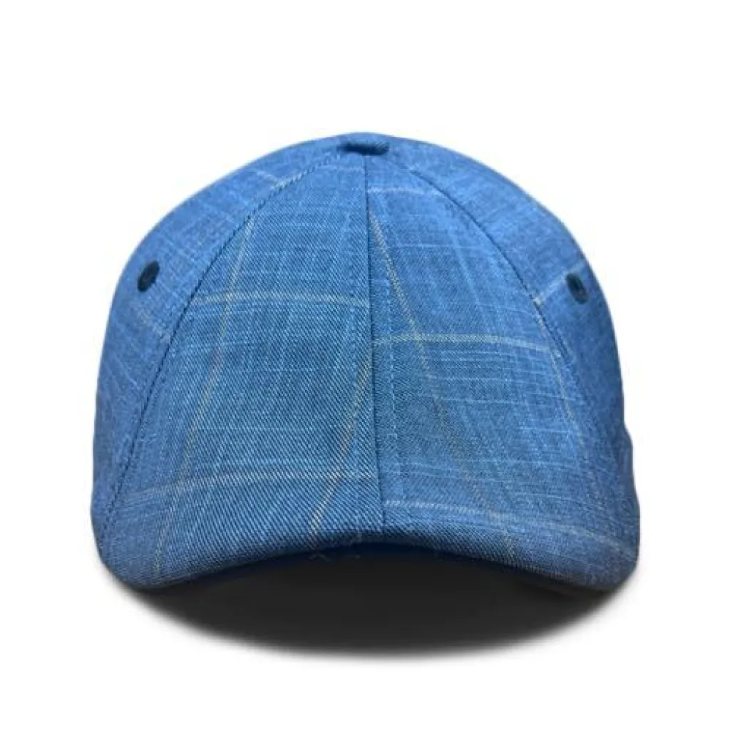 The 8-Panel Plaid Trainer Boston Scally Cap - Blue Plaid