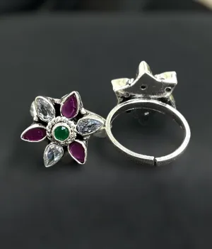 The Kadambini Gemstone Silver Toe-Rings(Multicolour)