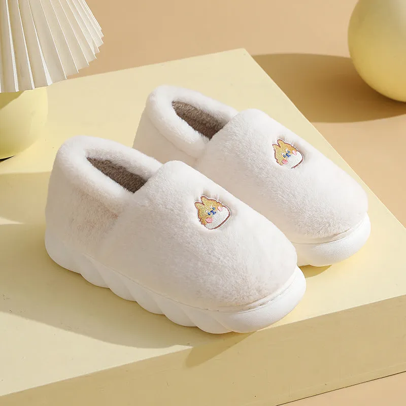 Thick Bottom Plus Velvet Cotton Slippers