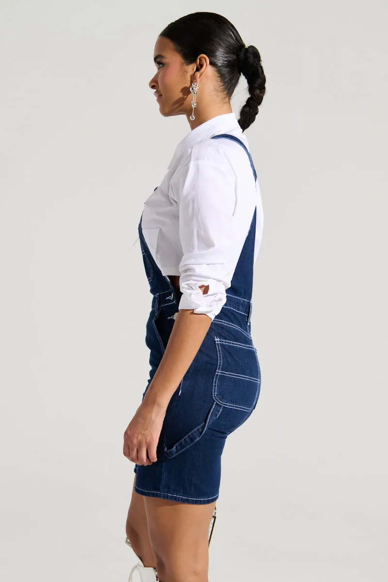 THROWING IT DOWN DENIM SHORT OVERALL