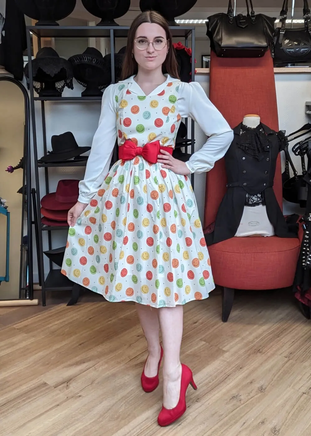 Tulip B Smiley Faces 40's Swing Dress Multi