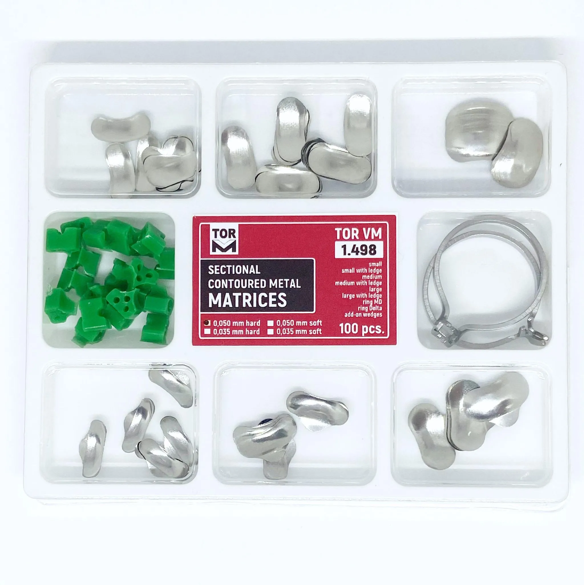Universal Set of Sectional Contoured Matrices 100pcs, Rings 2pcs and Add-Ons 20pcs