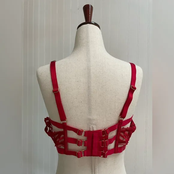 VICTORIA’S SECRET Very Sexy Strappy Applique Open Cup Balconet Bra Size 38D NWT
