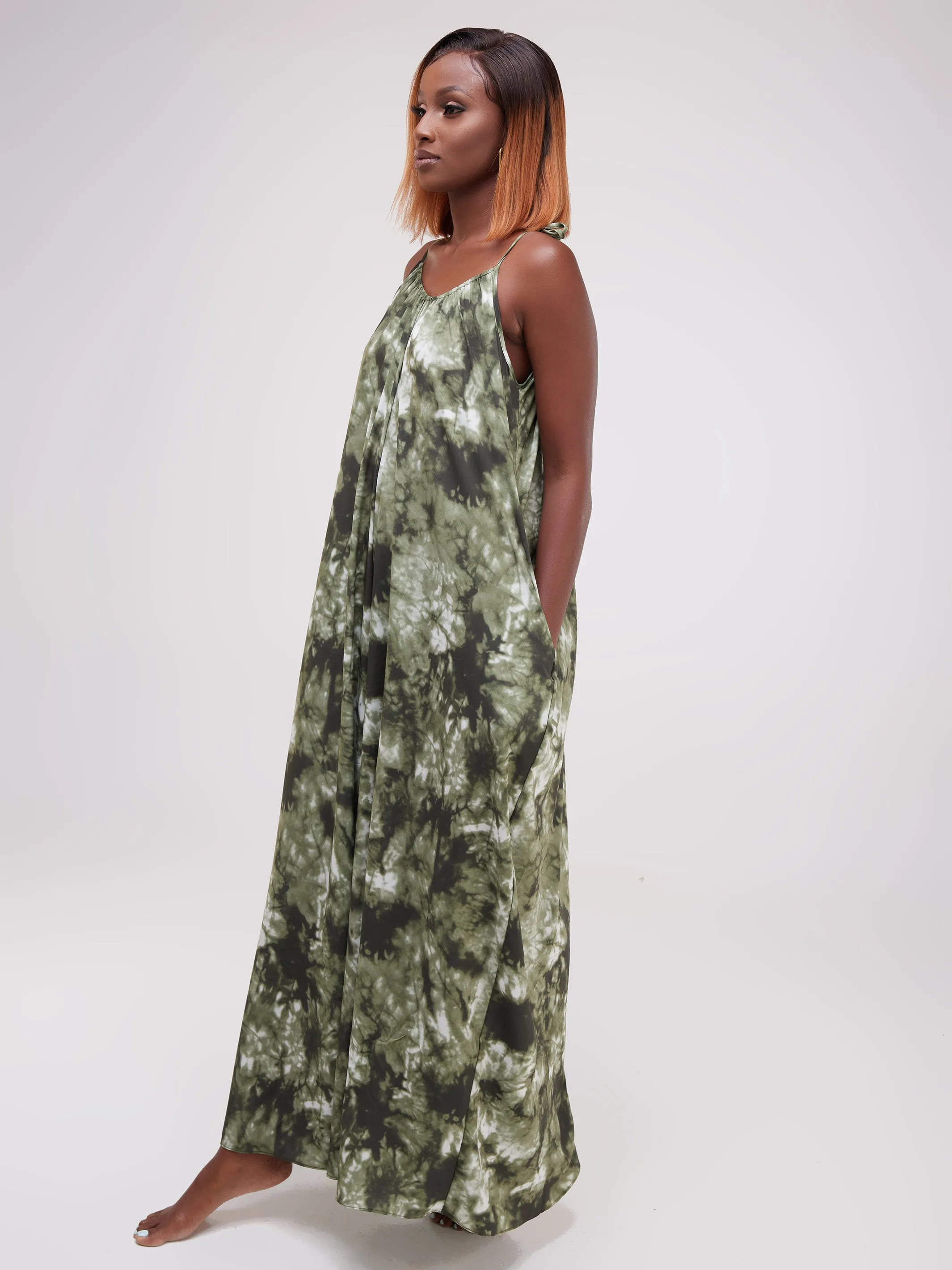Vivo Diani Strappy Jumpsuit - Dark Green Print