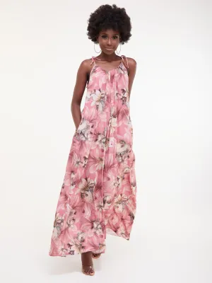Vivo Diani Strappy Jumpsuit - Light Pink Print