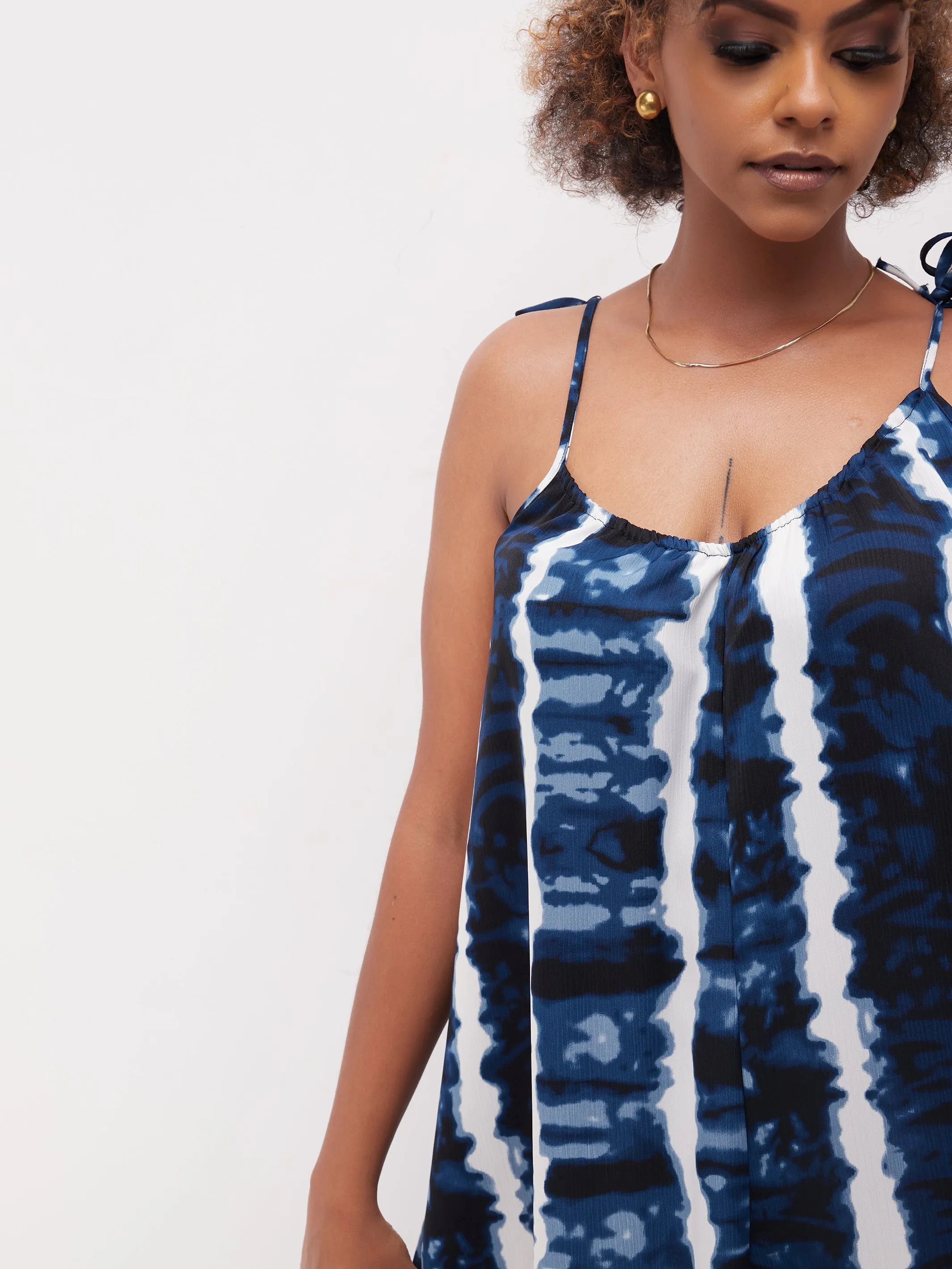 Vivo Diani Strappy Jumpsuit - Navy / White Print