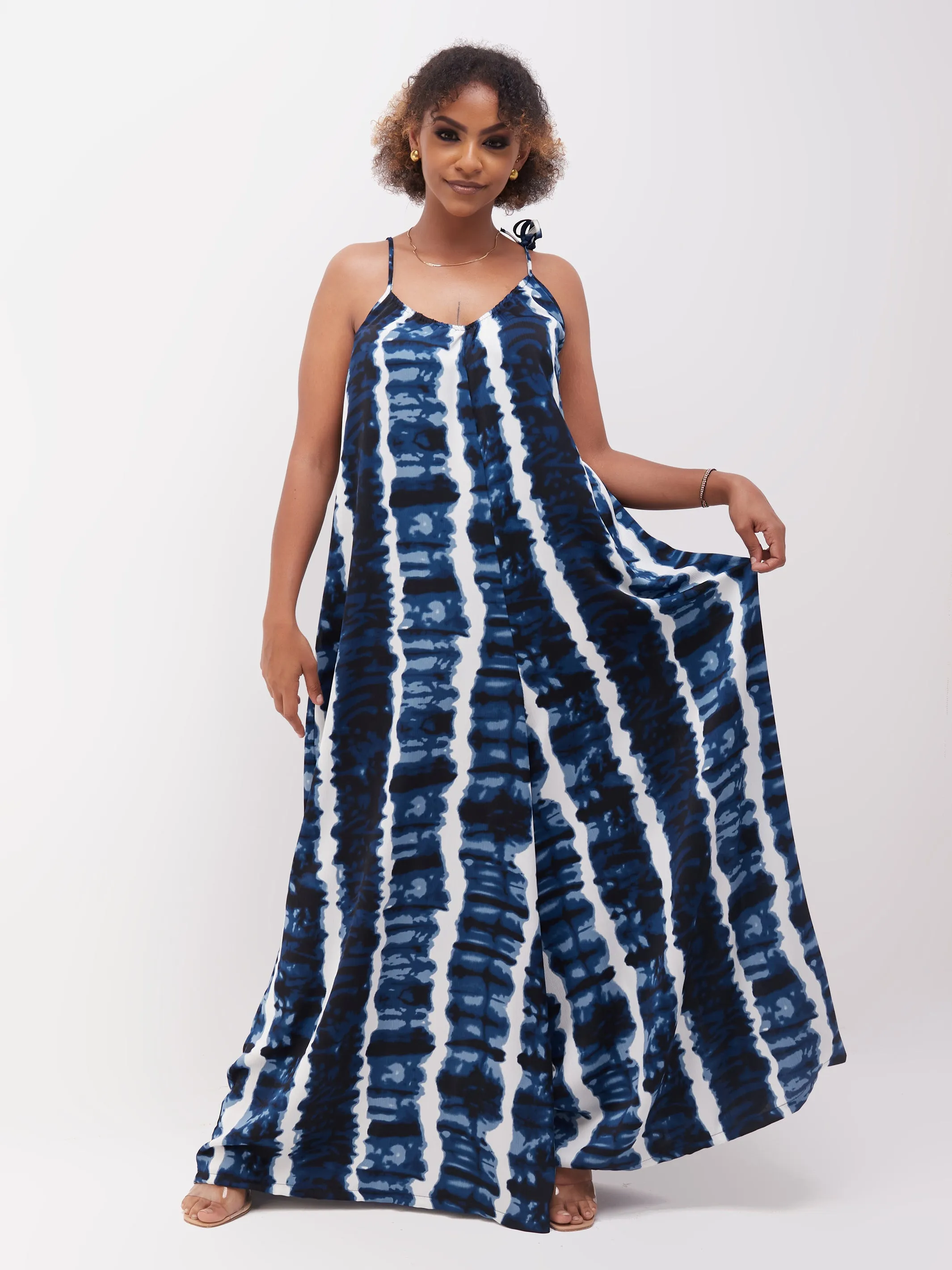 Vivo Diani Strappy Jumpsuit - Navy / White Print