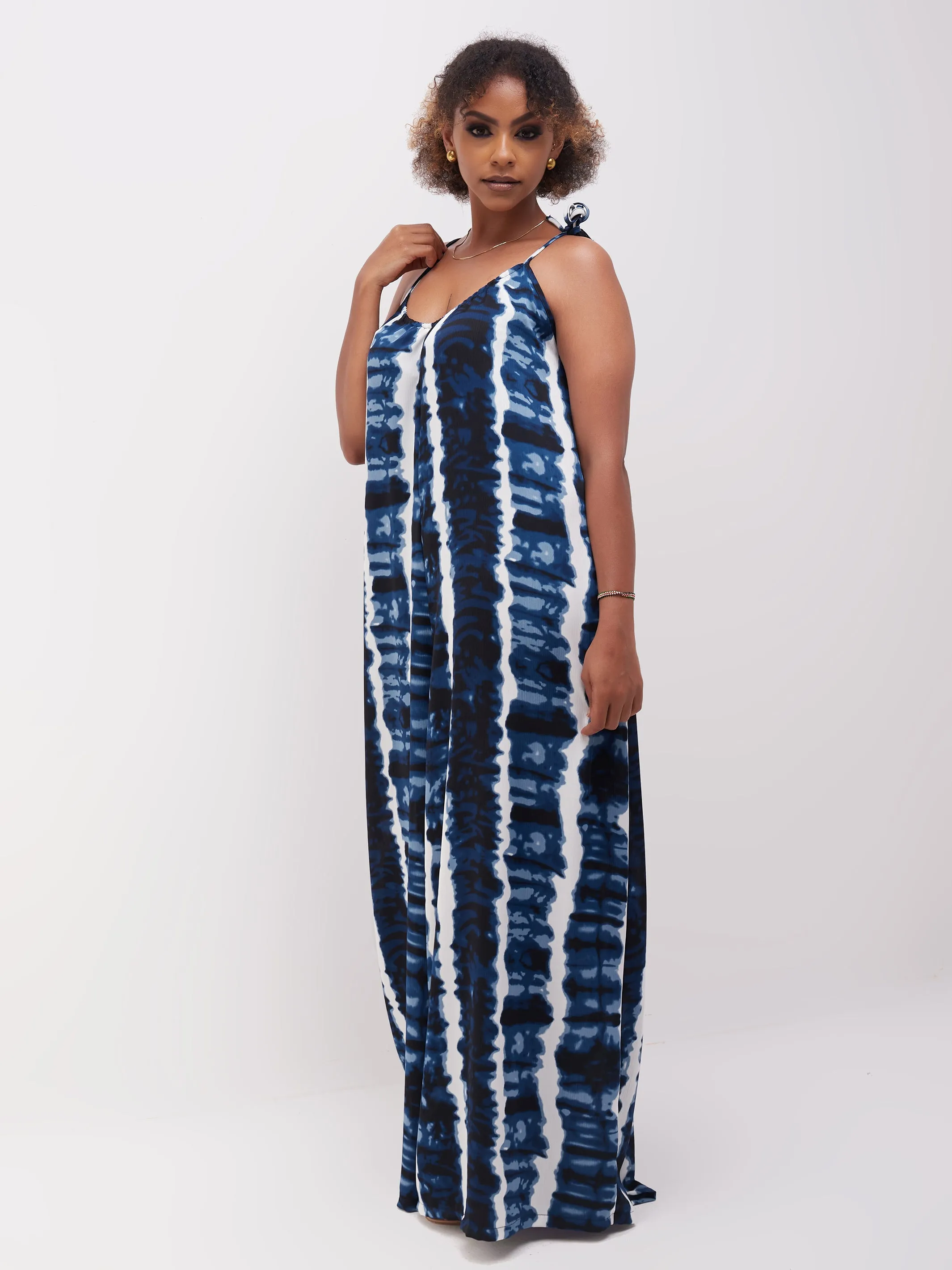 Vivo Diani Strappy Jumpsuit - Navy / White Print