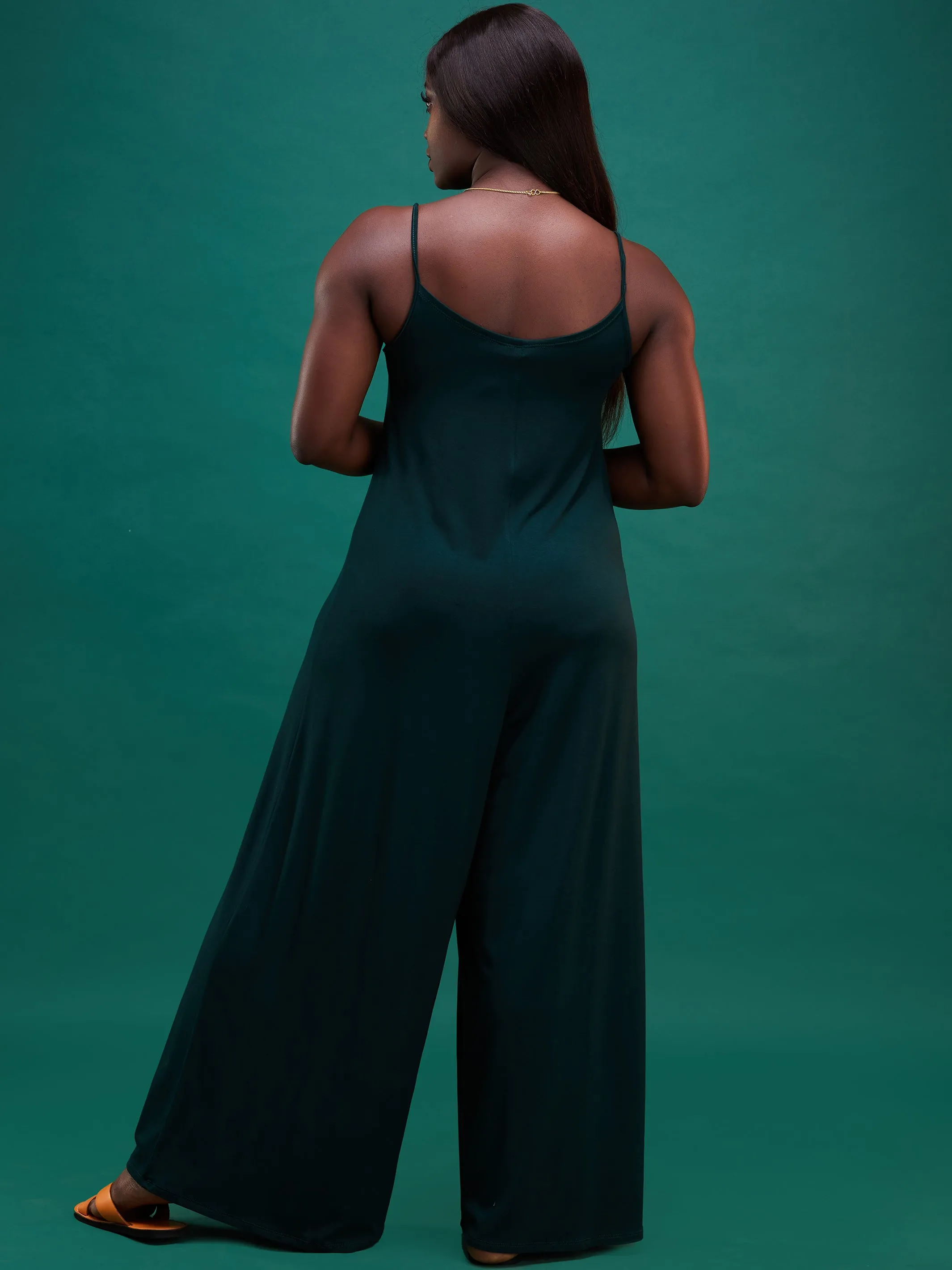 Vivo Jersey Strappy Jumpsuit - Dark Green