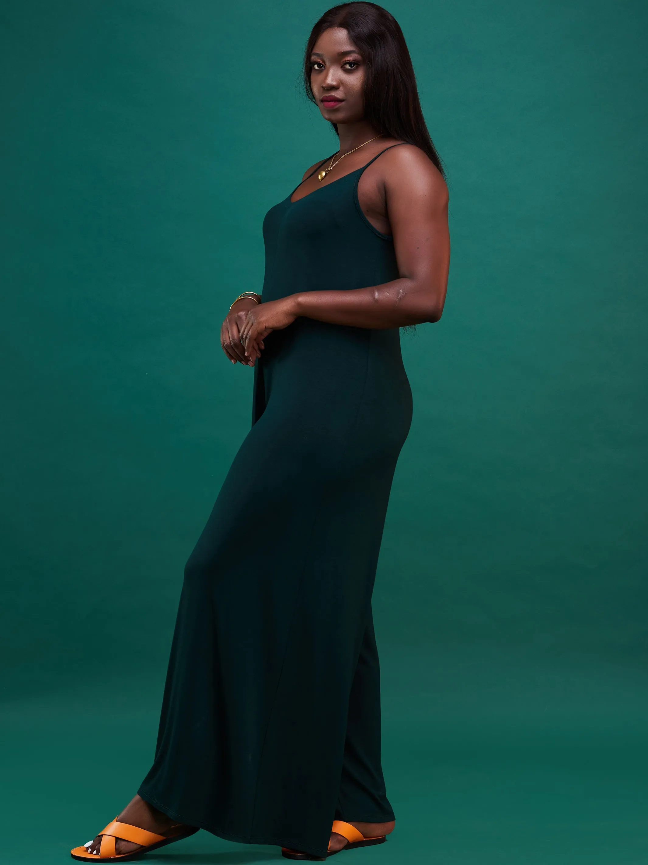 Vivo Jersey Strappy Jumpsuit - Dark Green