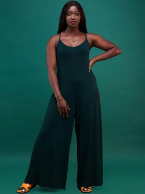 Vivo Jersey Strappy Jumpsuit - Dark Green