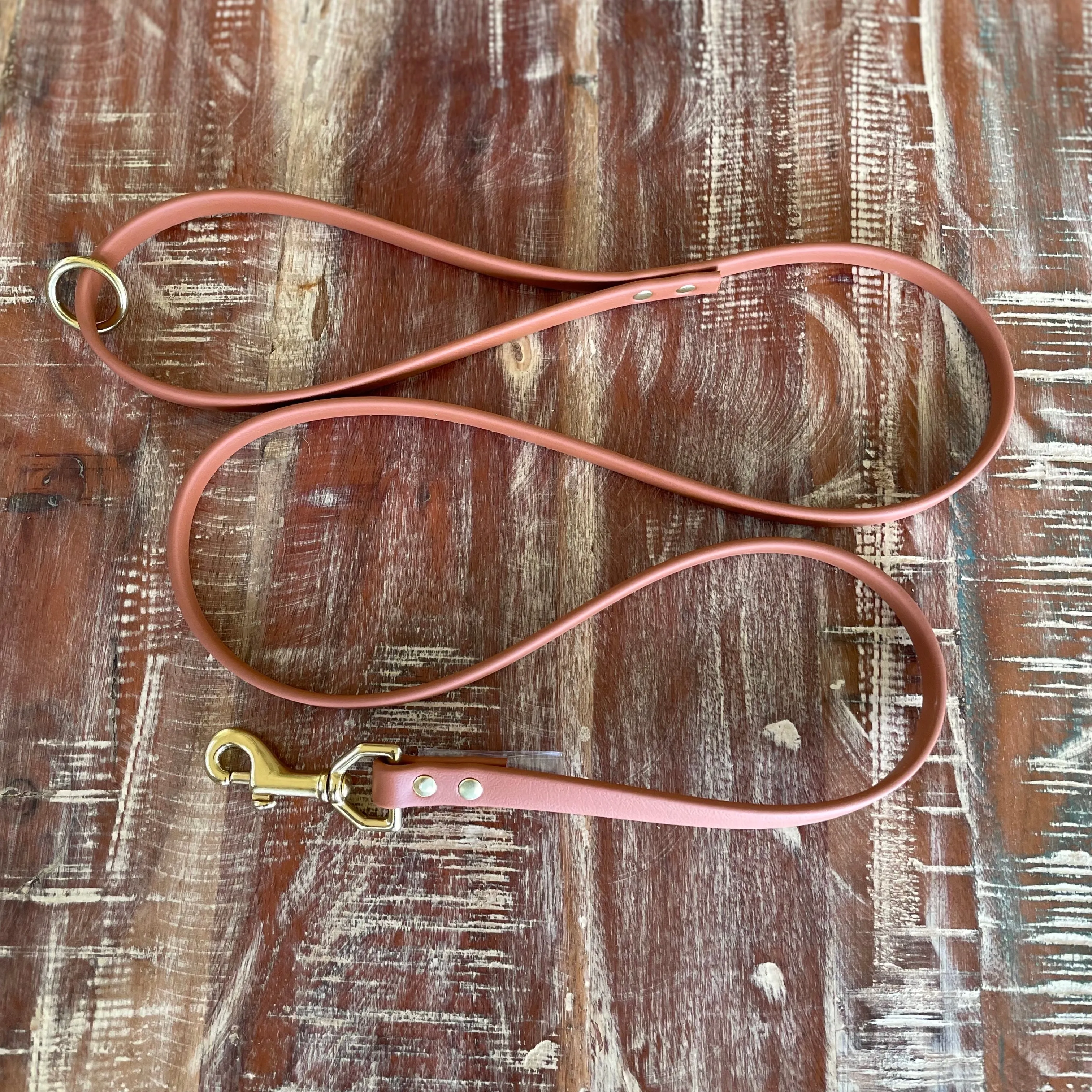 Waterproof Leash : Mocha   Brass