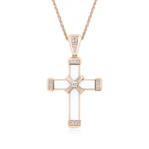 White Enamel Diamond Cross - .12 Carat