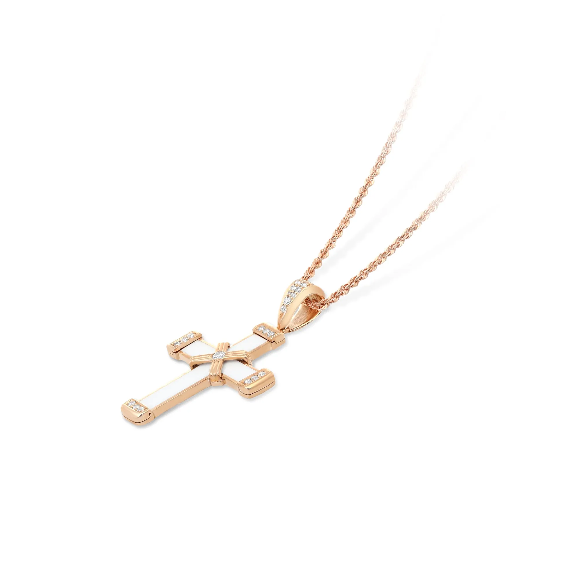 White Enamel Diamond Cross - .12 Carat