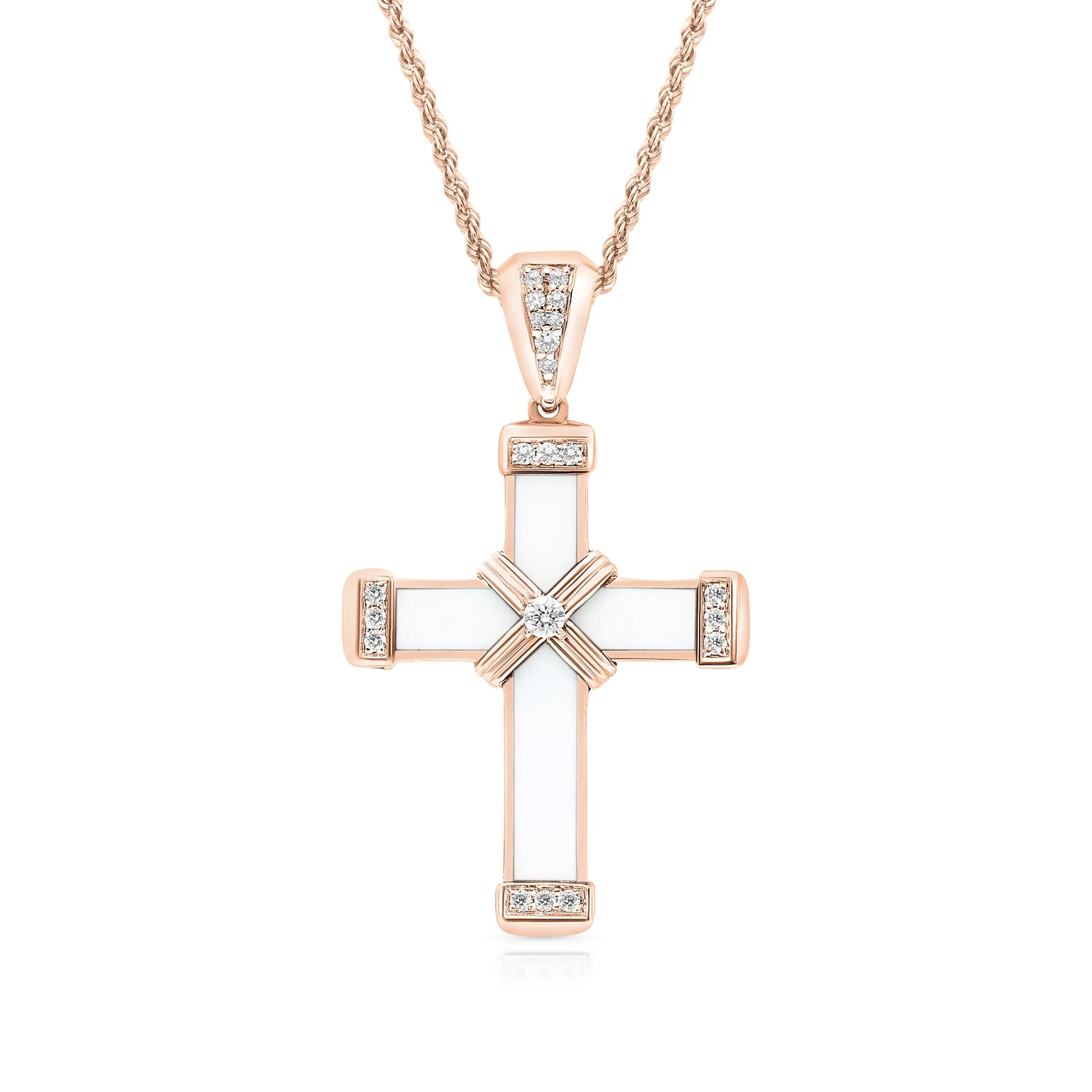 White Enamel Diamond Cross - .12 Carat