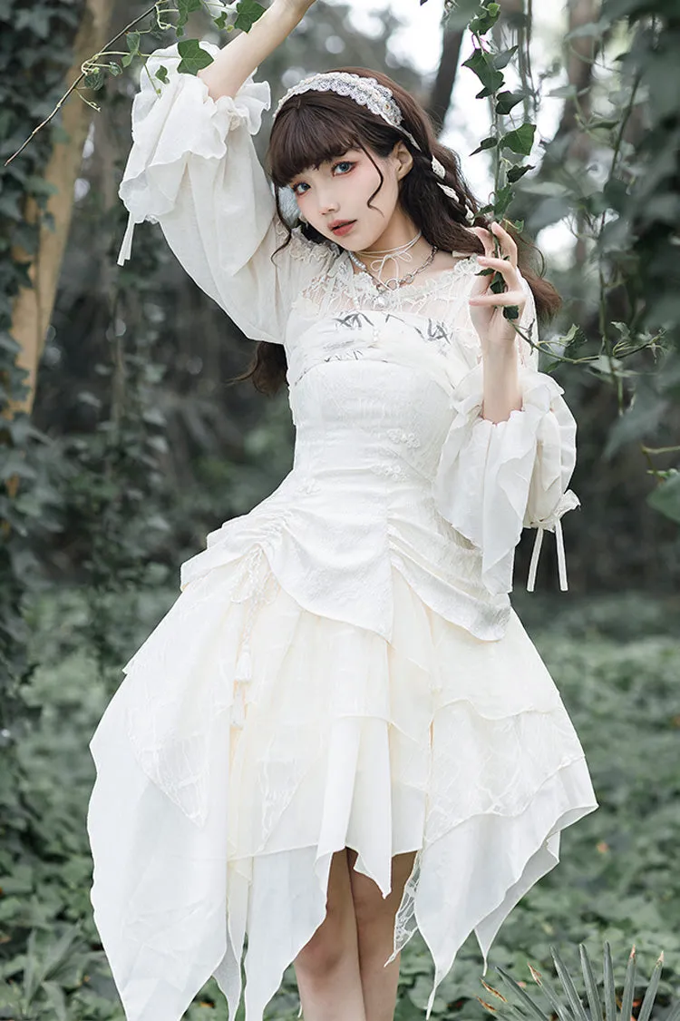 White Long Sleeves Hollow Sweet Elegant Lolita Blouse
