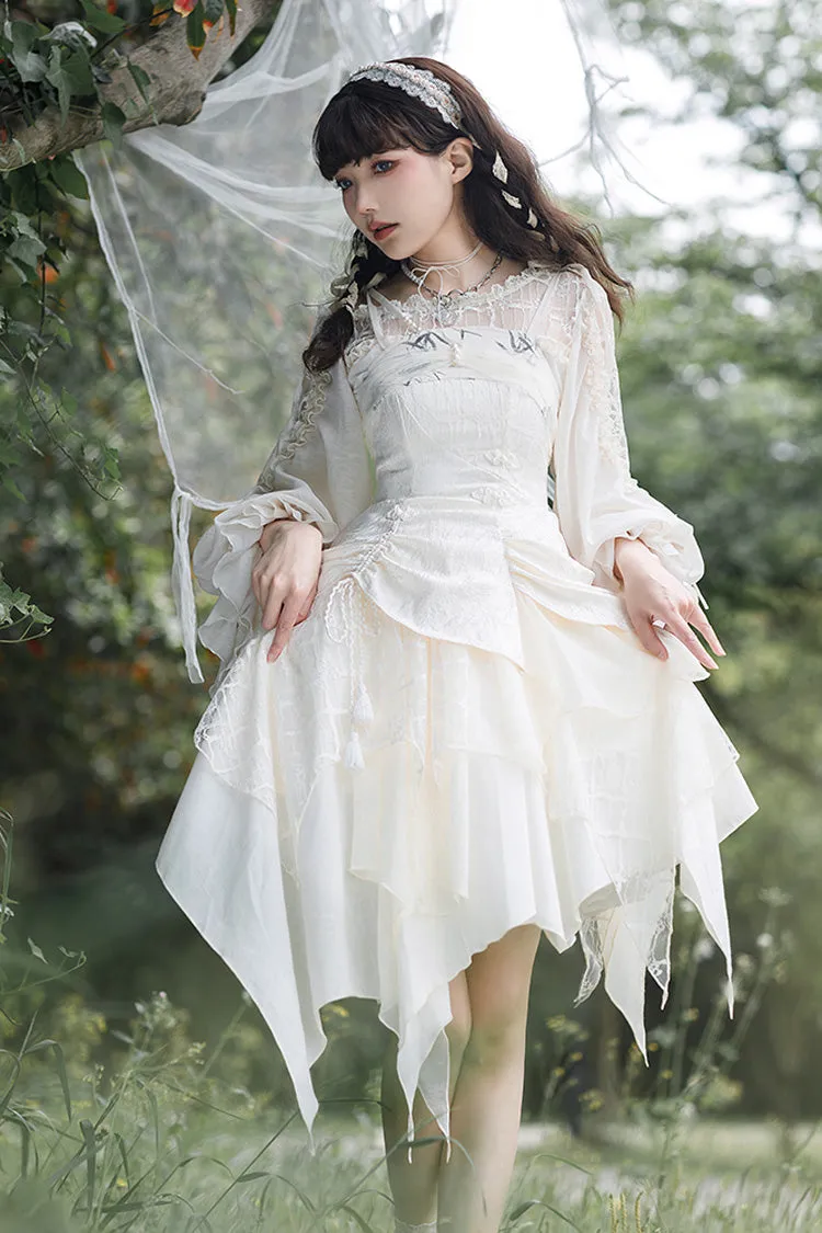 White Long Sleeves Hollow Sweet Elegant Lolita Blouse