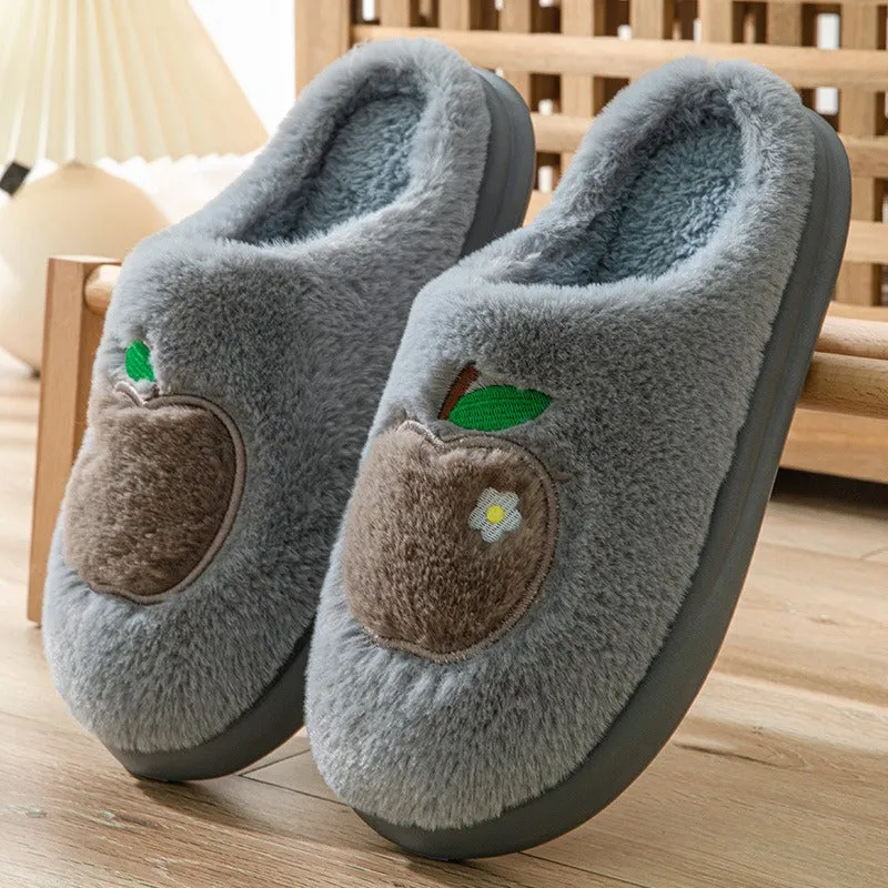 Women winter cotton slippers with heel can be worn outside to keep warm and velvet indoor home thick sole waterproof